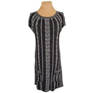 Style & Co Black and Gray Cable Knit Sweater Dress‎ Women's Medium